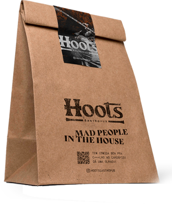 Sacola de delivery do Hoots Gastropub